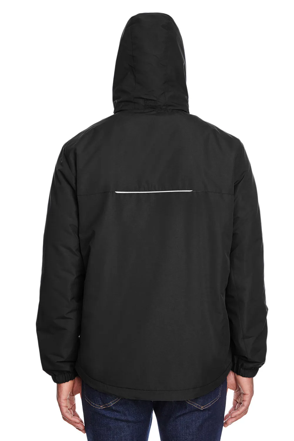 Core 365 Mens Profile Water Resistant Full Zip Hooded Jacket - Black