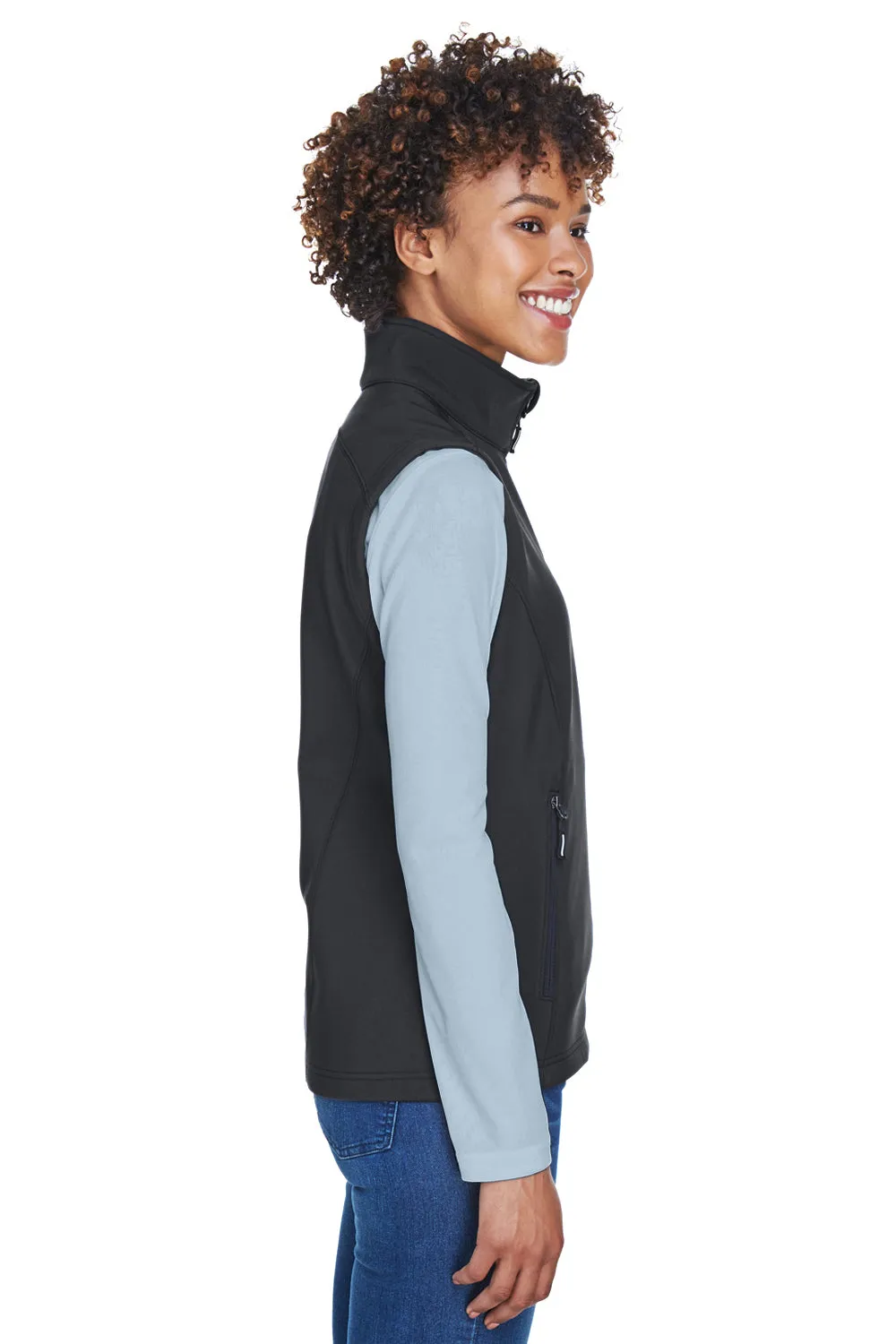 Core 365 Womens Cruise Water Resistant Full Zip Fleece Vest - Black