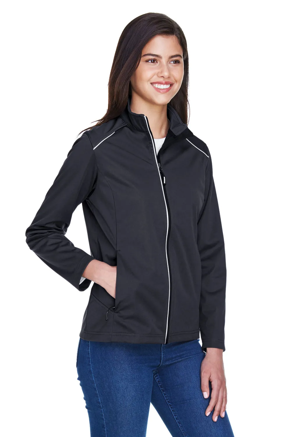 Core 365 Womens Techno Lite Water Resistant Full Zip Jacket - Black