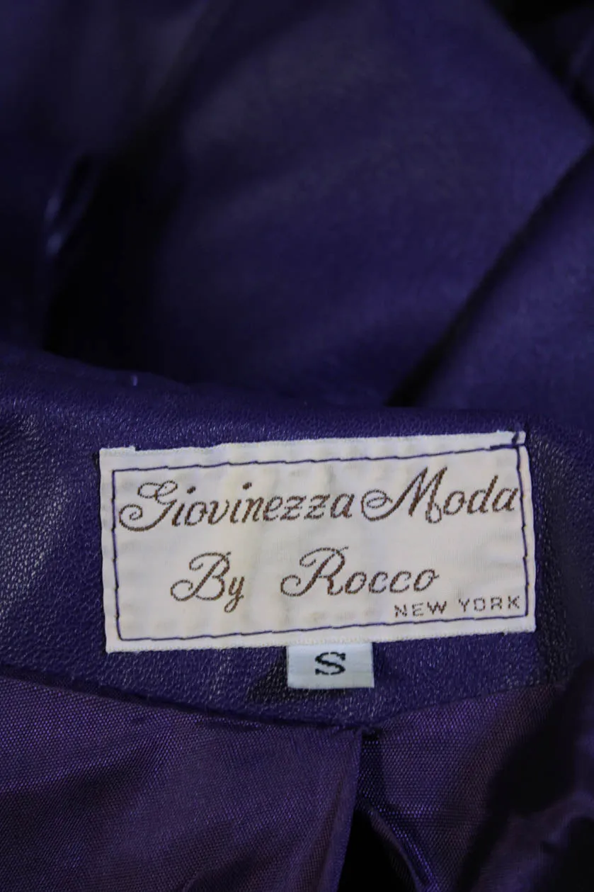 Giovinezza Moda By Rocco Womens Leather Wrap Coat Grape Purple