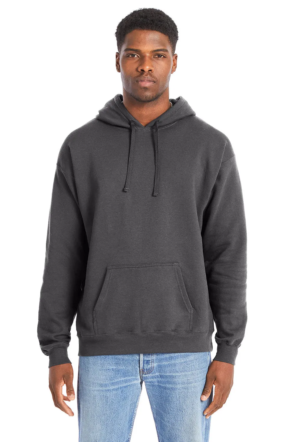 Hanes Mens Perfect Sweats Hooded Sweatshirt Hoodie w/ Pouch Pocket - Smoke Grey