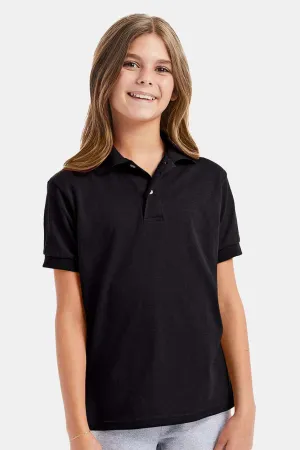Hanes Youth EcoSmart Short Sleeve Polo Shirt - Black