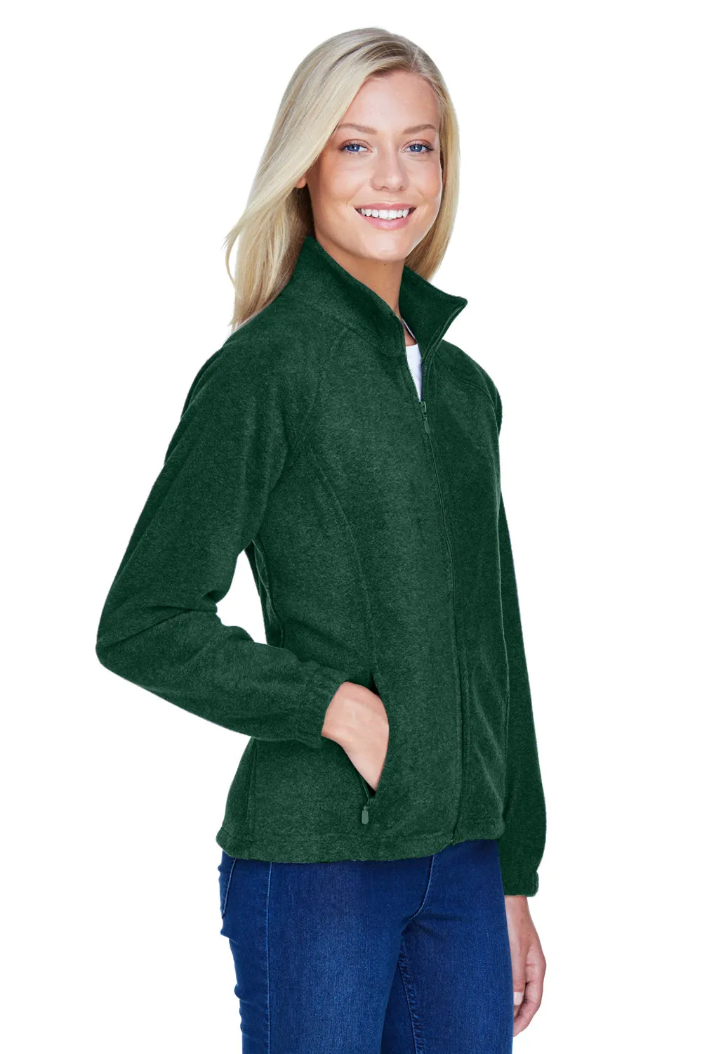 Harriton Womens Pill Resistant Fleece Full Zip Jacket - Hunter Green