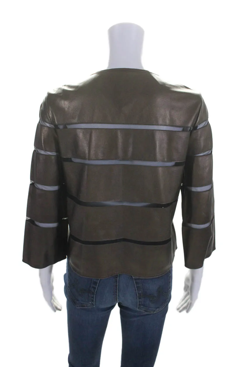 In Transit 2 Womens Long Sleeves Full Zip Round Neck Leather Jacket Brown