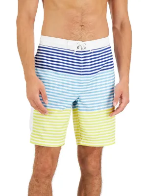 Mens Striped 9" Inseam Swim Trunks