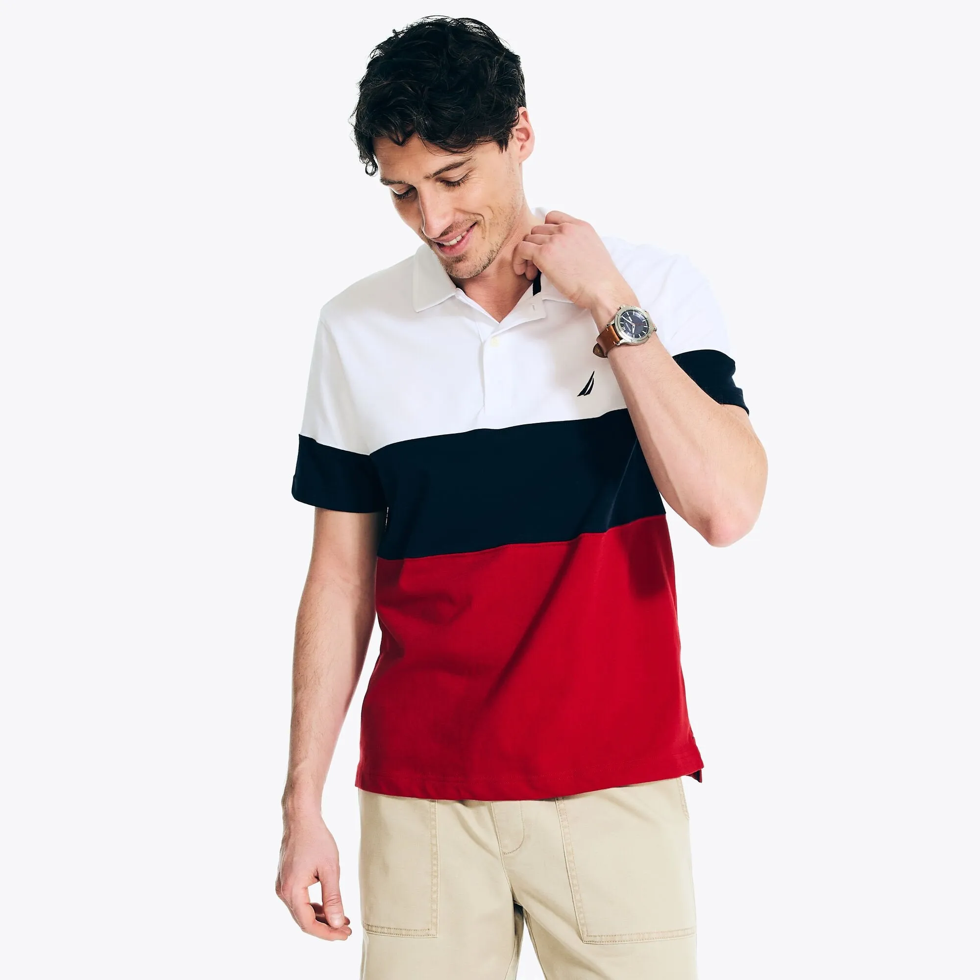 Nautica Mens Classic Fit Colorblock Polo