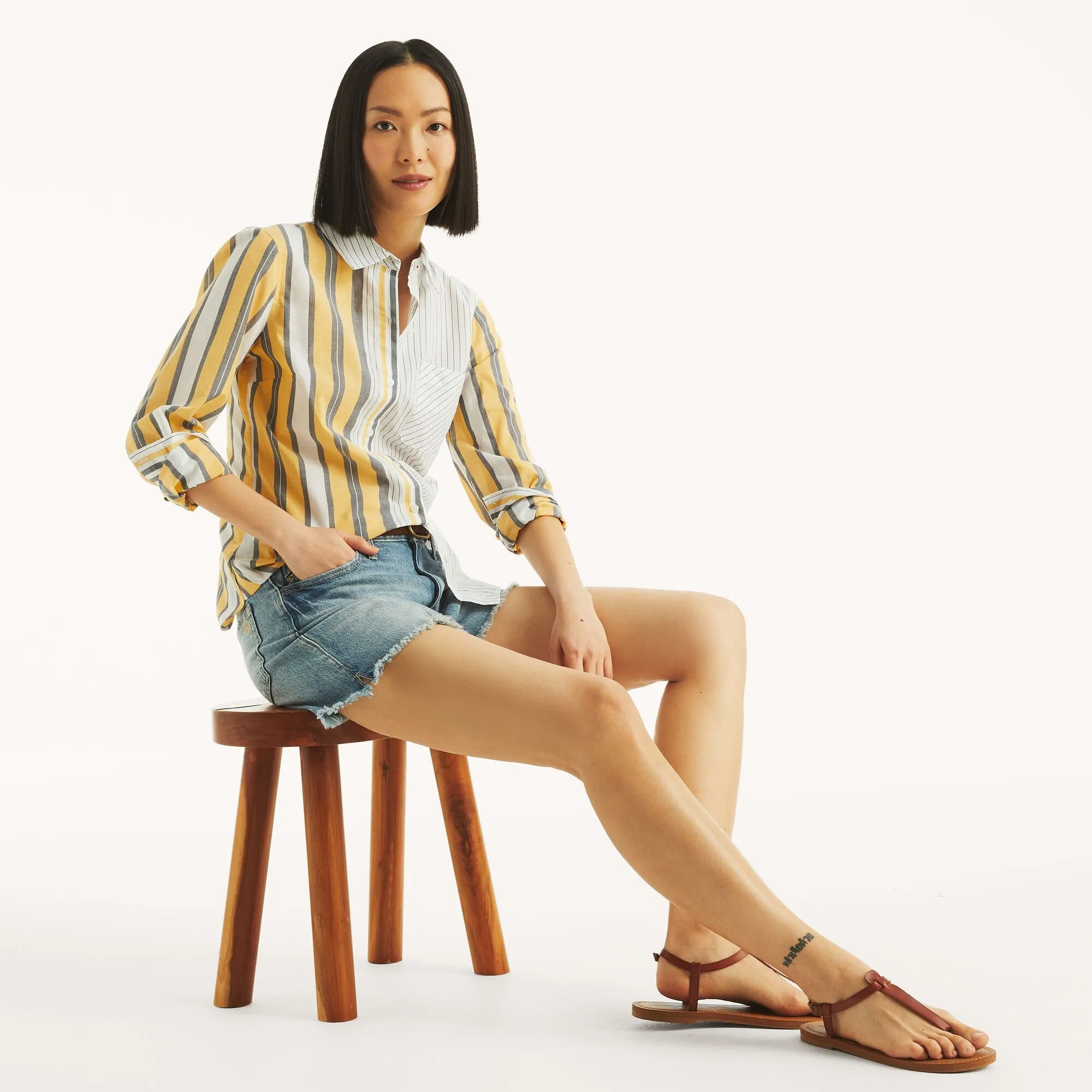 Nautica Womens Striped Button-Up Shirt