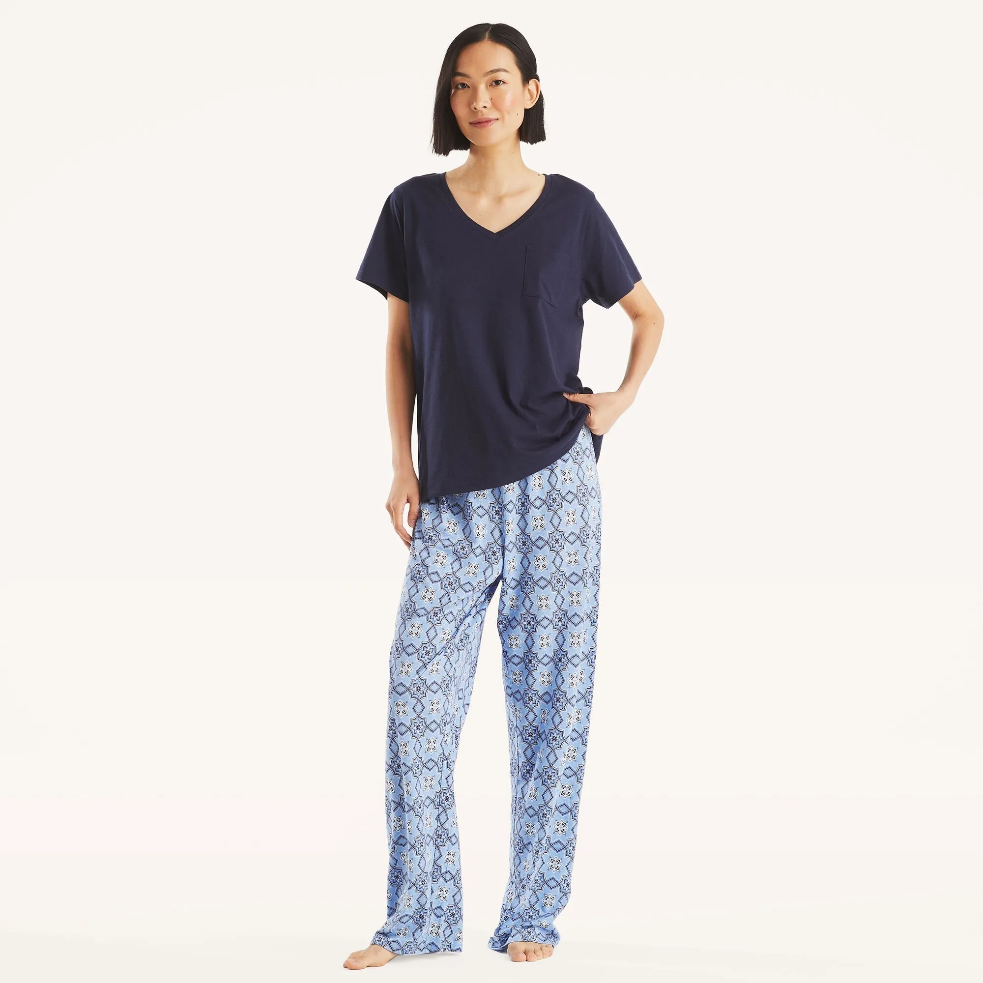 Nautica Womens Striped Pajama Pant Set