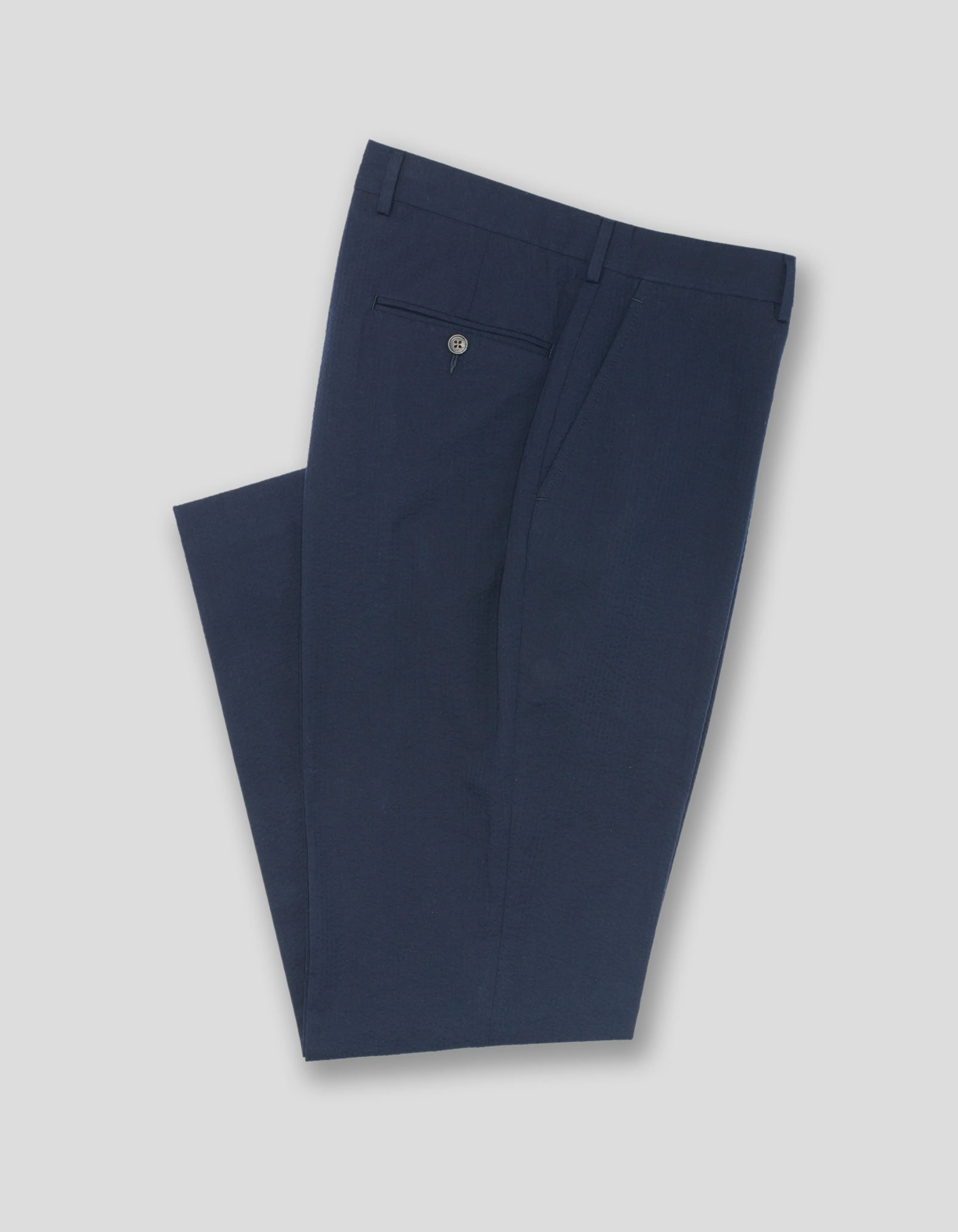 NAVY SEERSUCKER TROUSERS - CLASSIC FIT