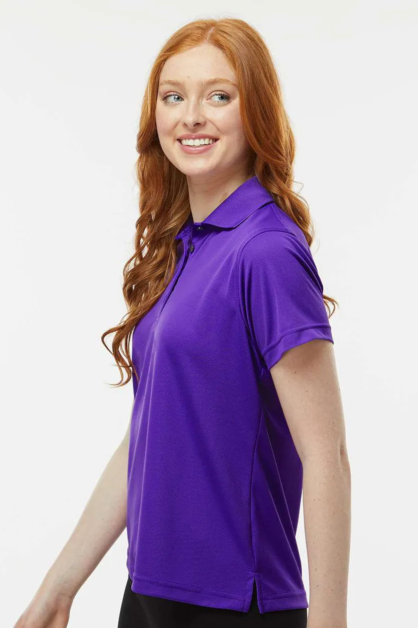 Paragon Womens Saratoga Performance Moisture Wicking Mini Mesh Short Sleeve Polo Shirt - Purple