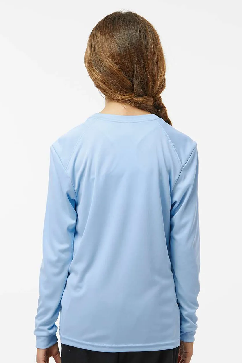 Paragon Youth Islander Performance Moisture Wicking Long Sleeve Crewneck T-Shirt - Blue Mist