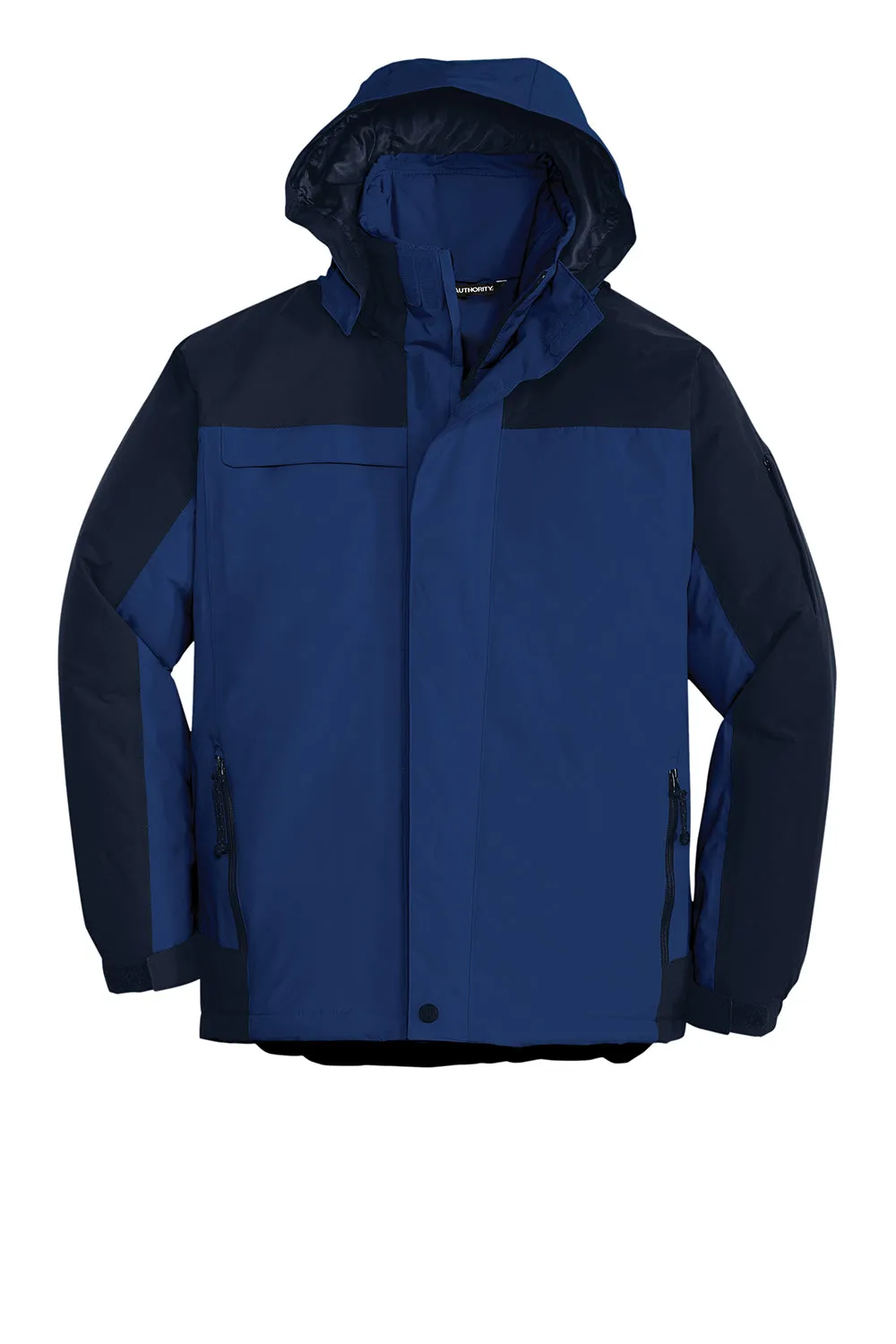 Port Authority Mens Nootka Waterproof Full Zip Hooded Jacket - Regatta Blue/Navy Blue