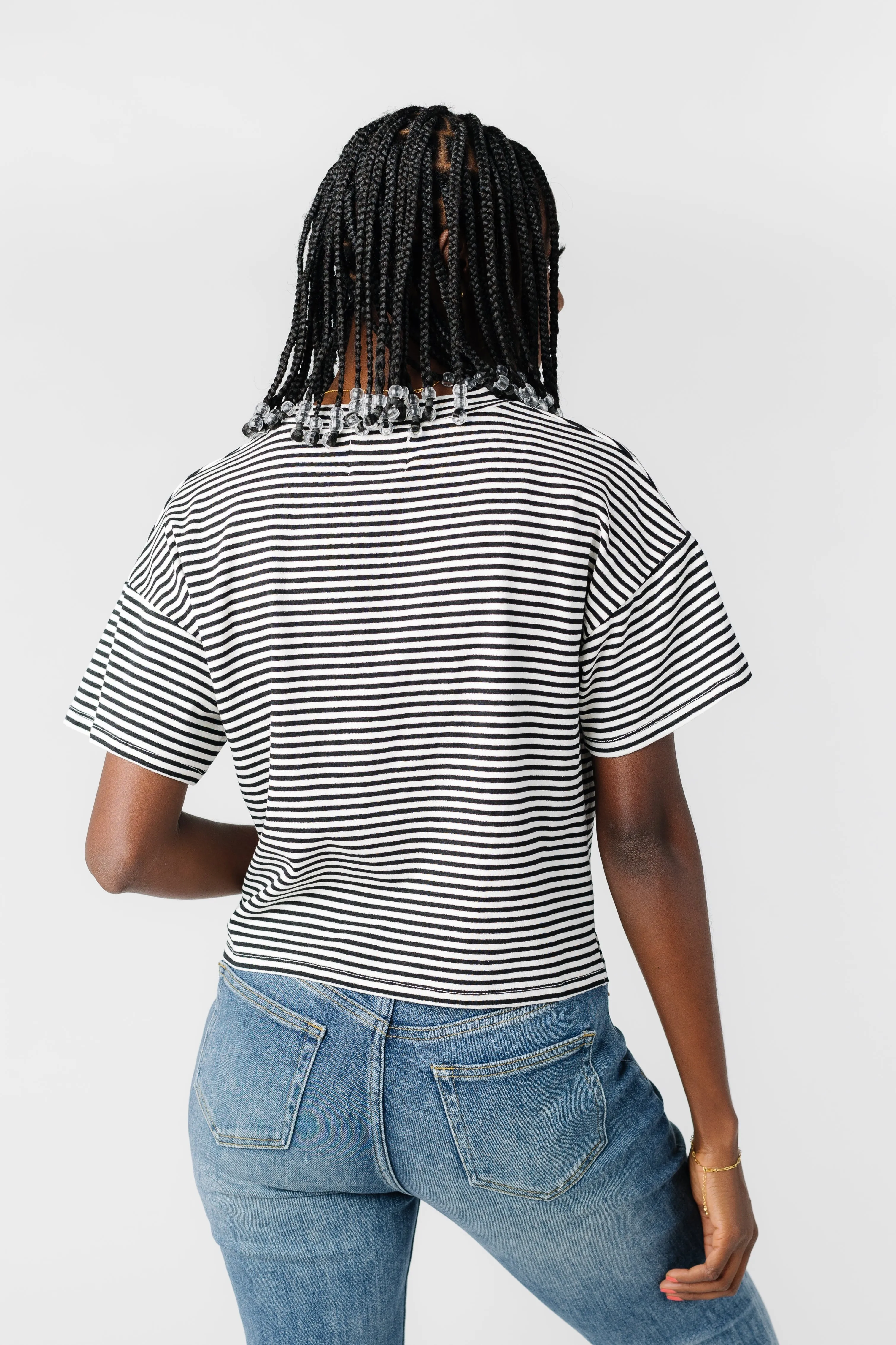 Rolla's Stripe Boxy Tee - Ivory/Black