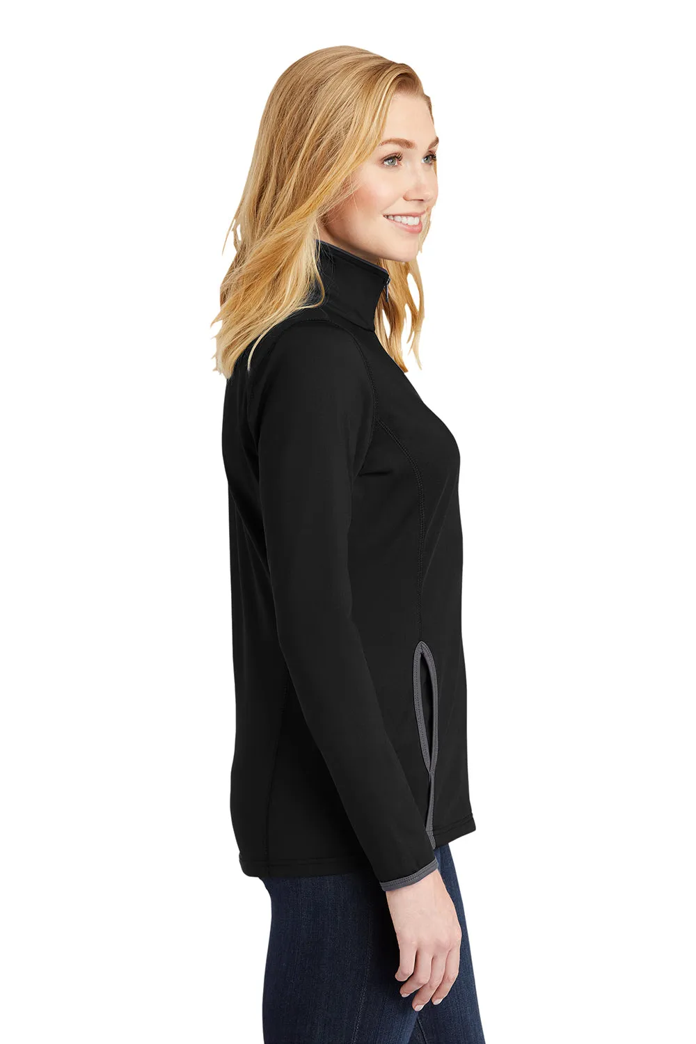 Sport-Tek Womens Sport-Wick Moisture Wicking Full Zip Jacket - Black/Charcoal Grey