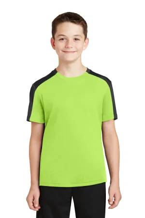 Sport-Tek Youth Competitor Moisture Wicking Short Sleeve Crewneck T-Shirt - Lime Shock Green/Black - Closeout