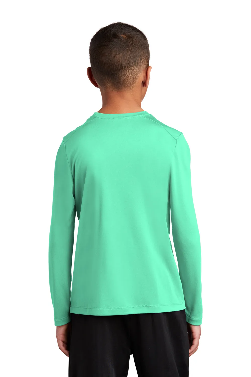 Sport-Tek Youth Moisture Wicking Long Sleeve Crewneck T-Shirt - Bright Seafoam Green