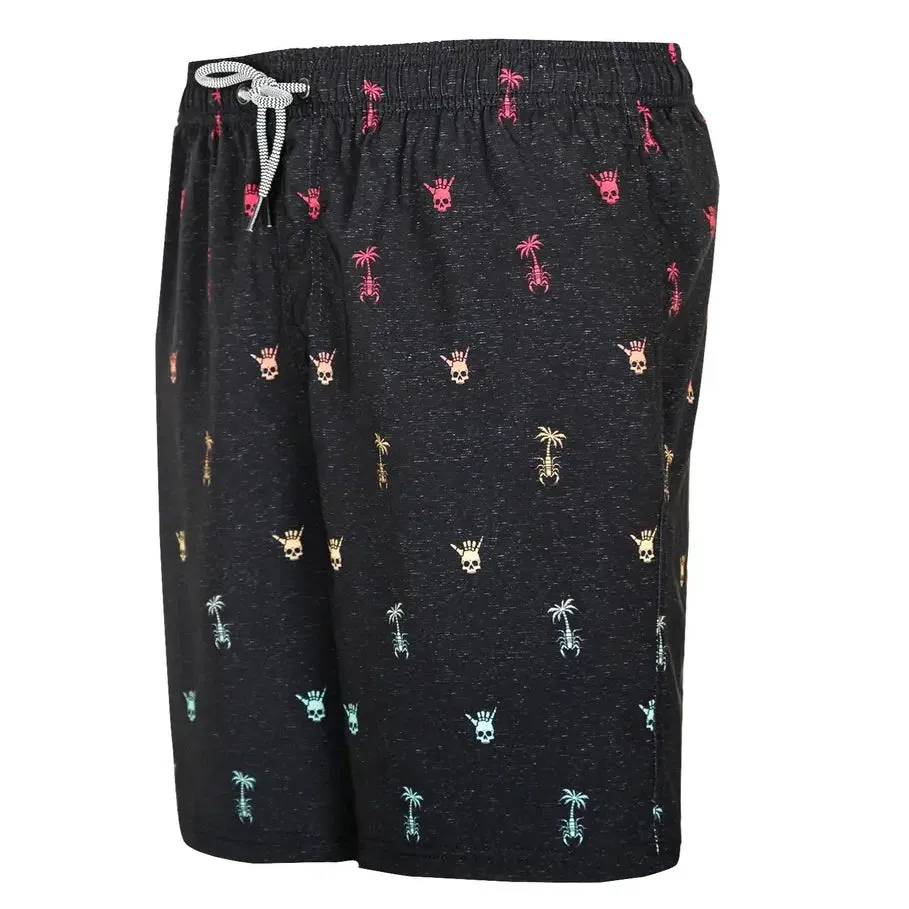 Surf World Shaka Skulls Volley Trunks - Black Heather 18"