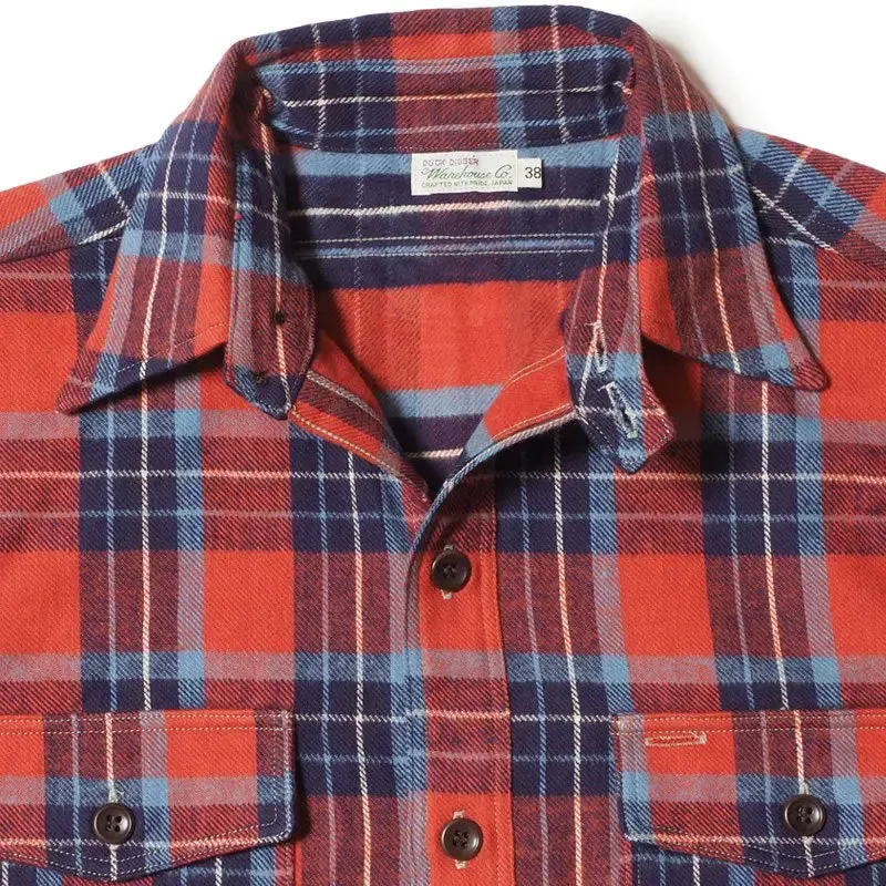 Warehouse & Co Lot. 3022 Flannel With Chinstrap - Salmon/Navy (No Wash)
