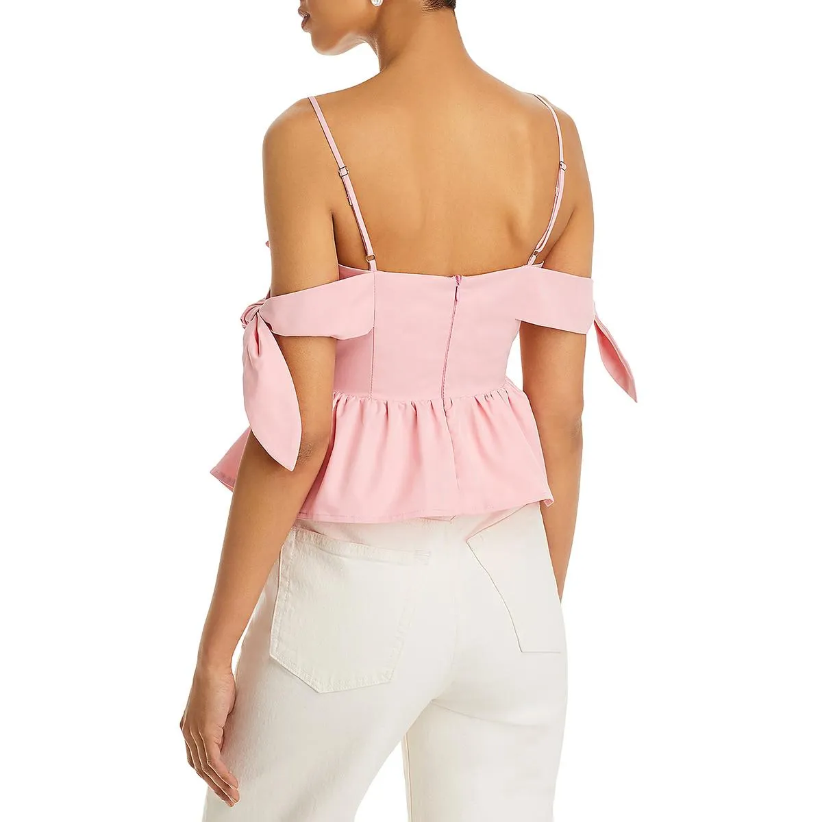 Womens Bow Front Tank Peplum Top