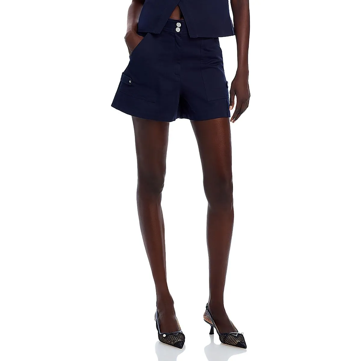 Womens Deep Pocket High Rise Casual Shorts
